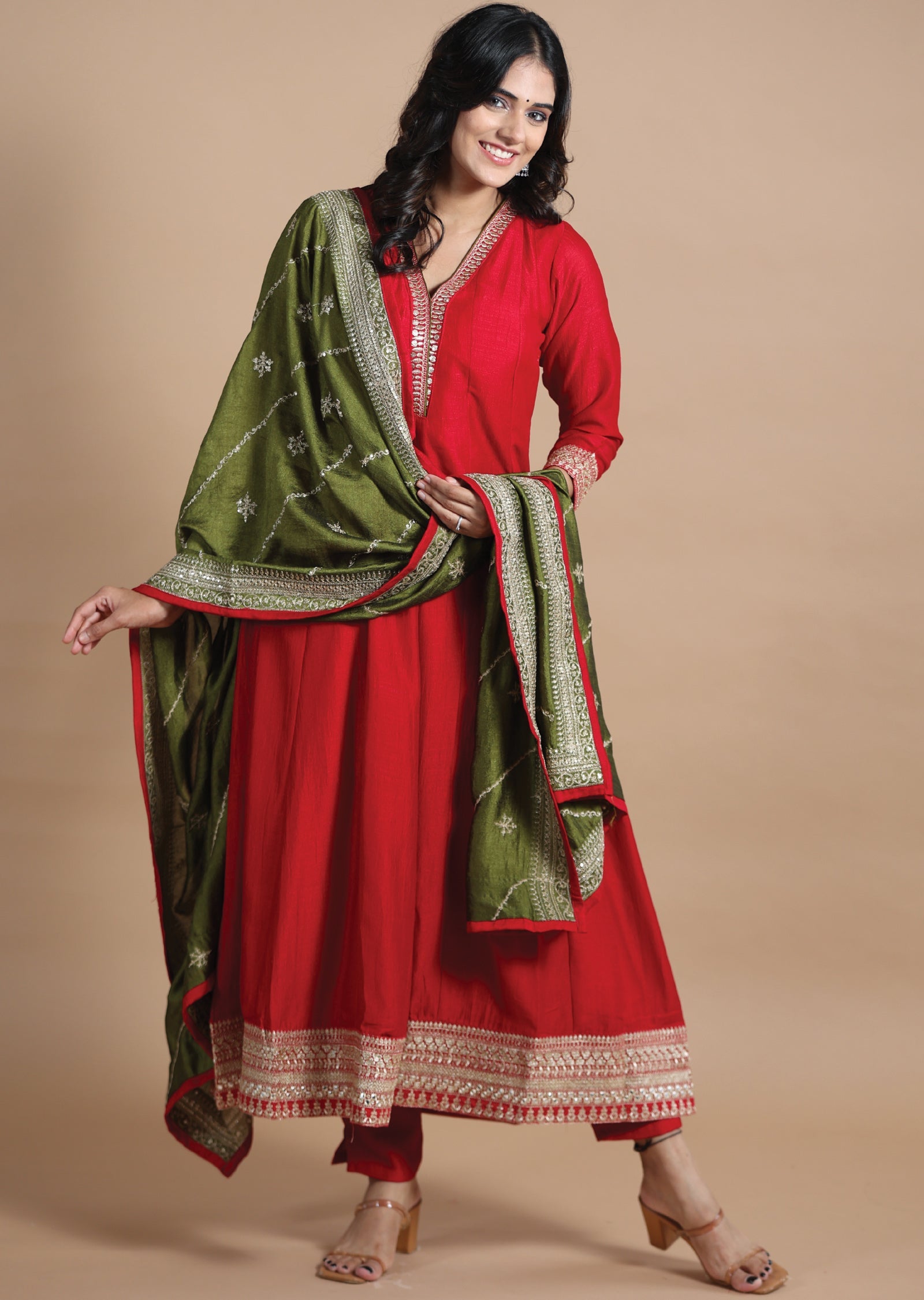 Maroon Silk Anarkali