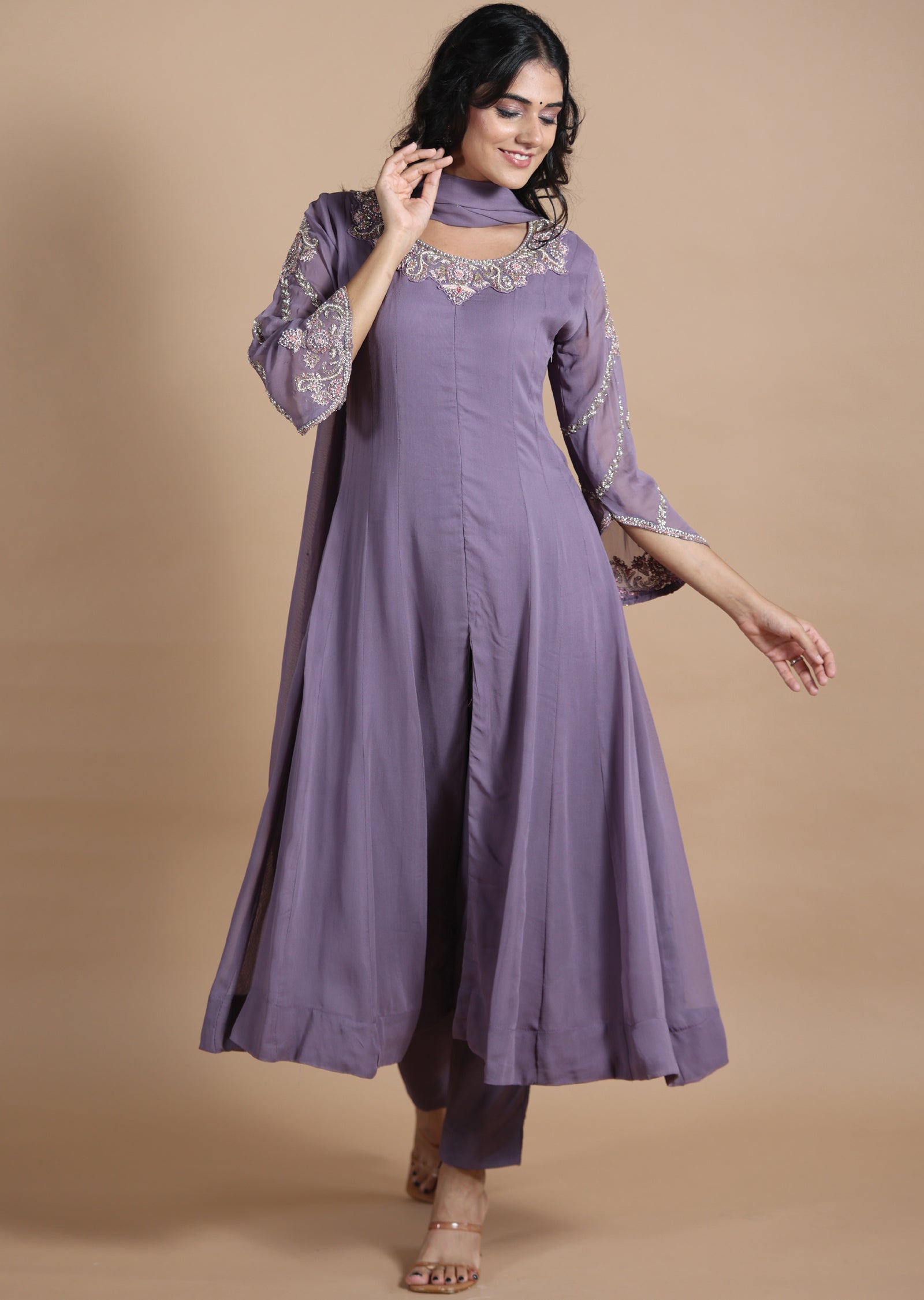 Mauve Georgette Anarkali