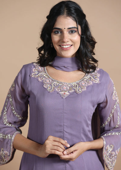 Mauve Georgette Anarkali