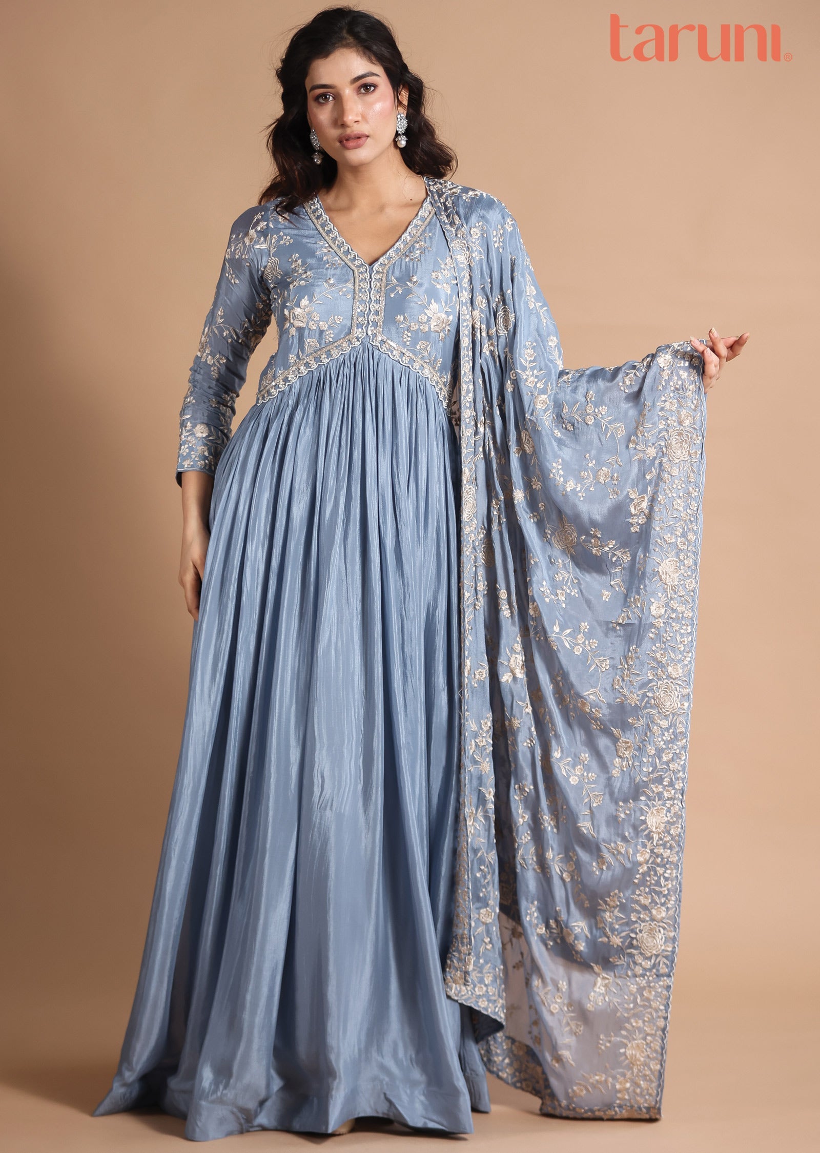 Grey Chinnon Anarkali