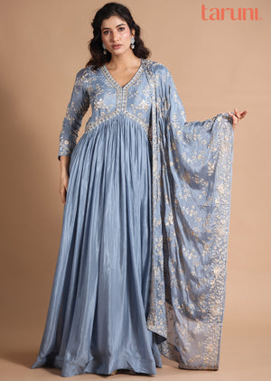 Grey Chinnon Anarkali