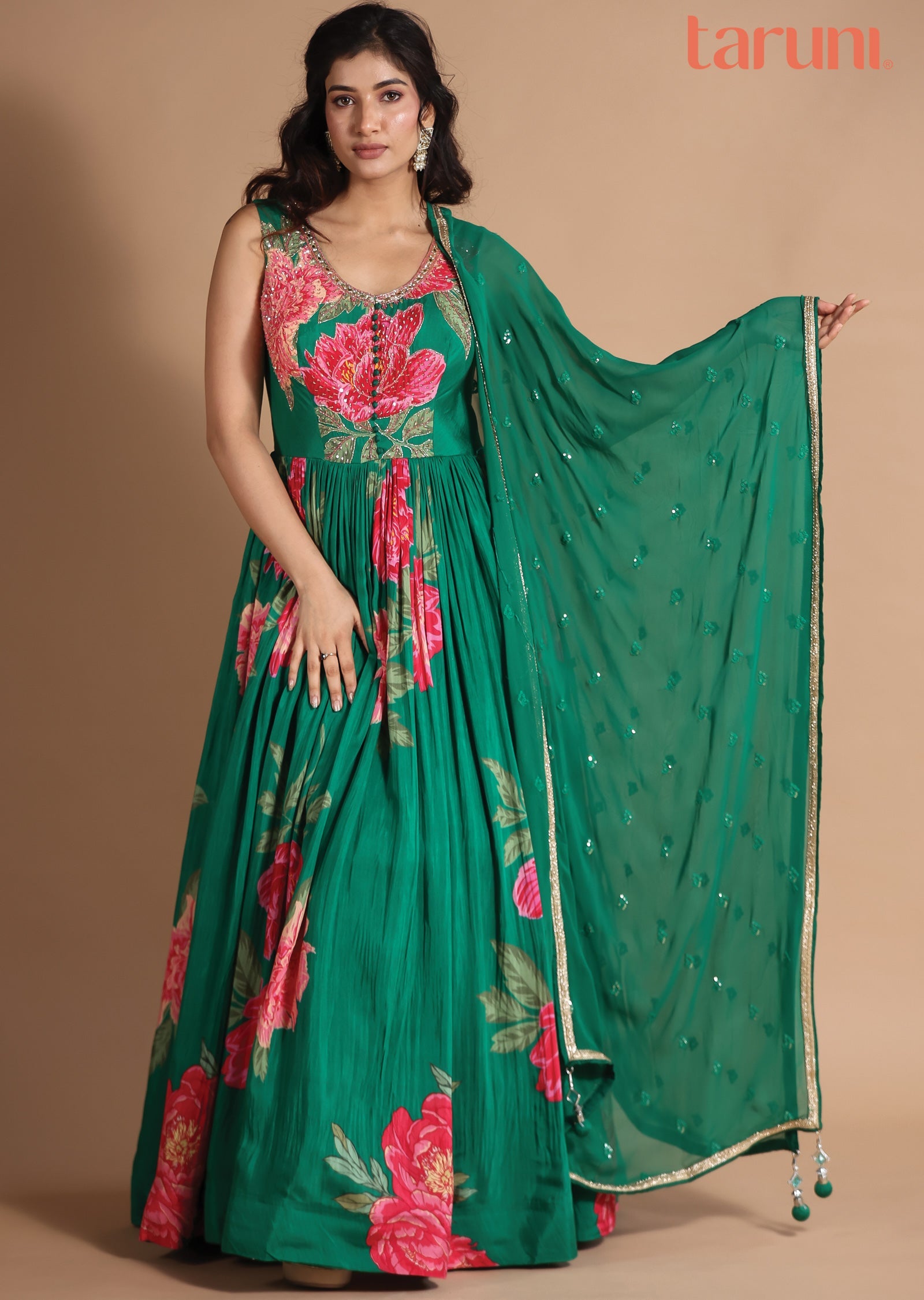 Green Modal Anarkali