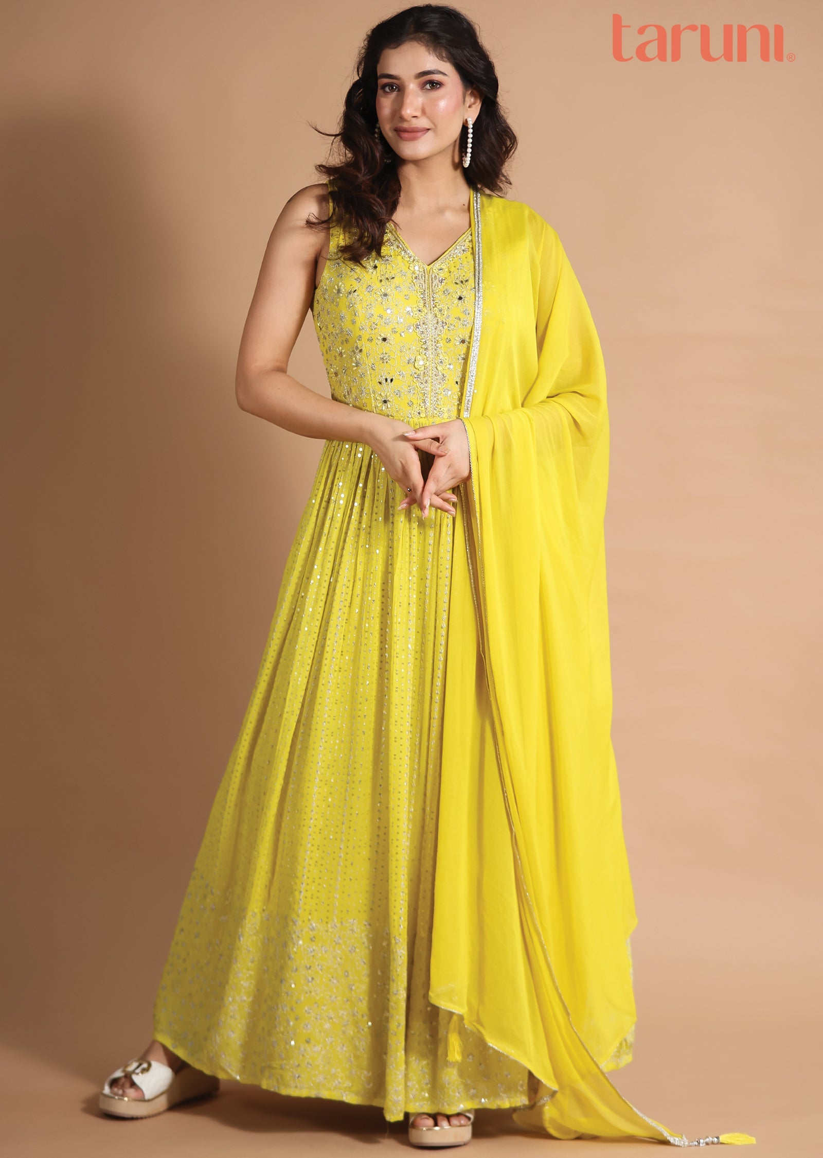 Yellow Georgette Anarkali