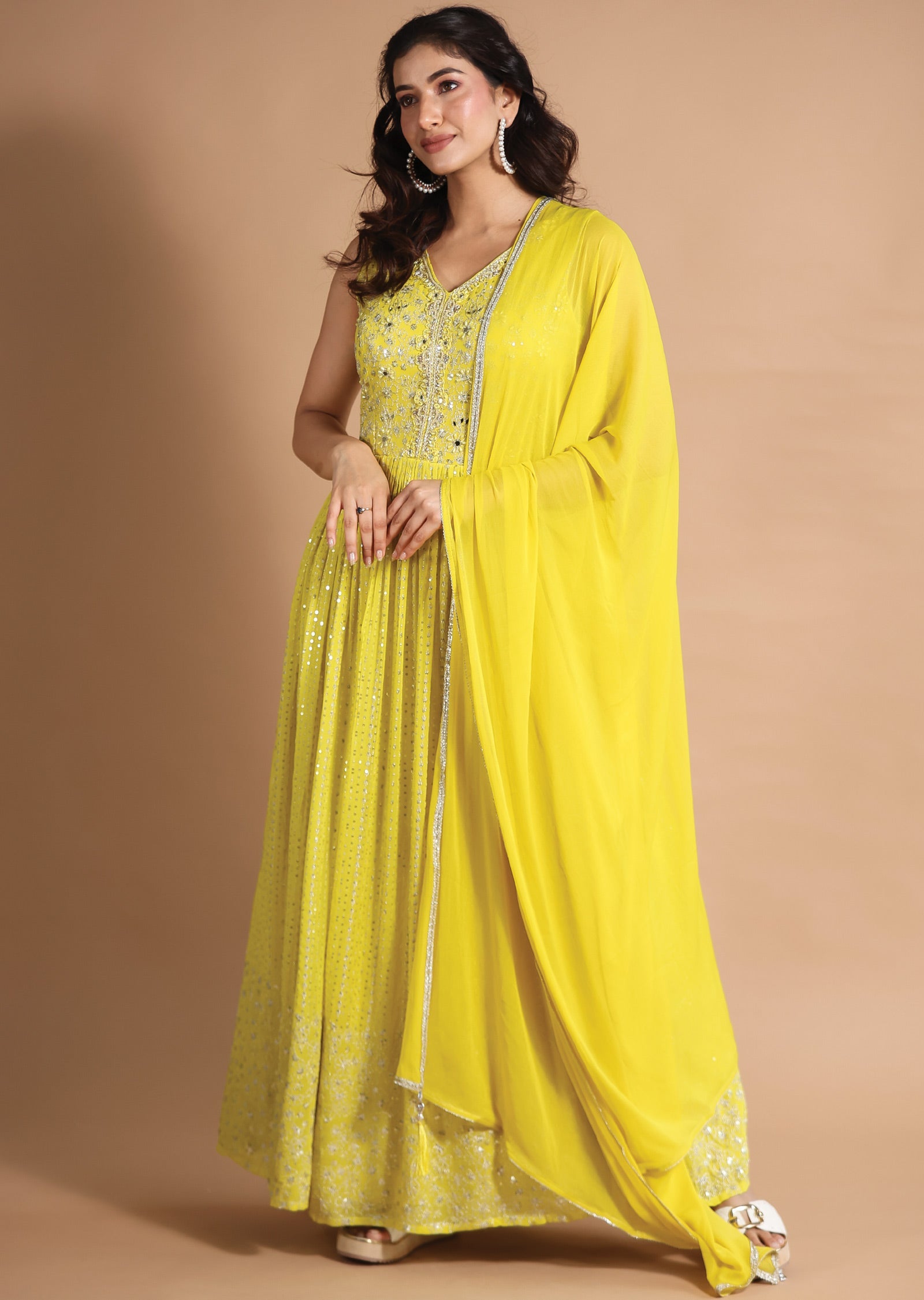 Yellow Georgette Anarkali