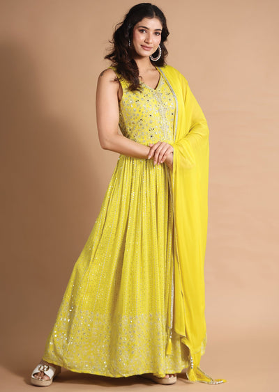 Yellow Georgette Anarkali