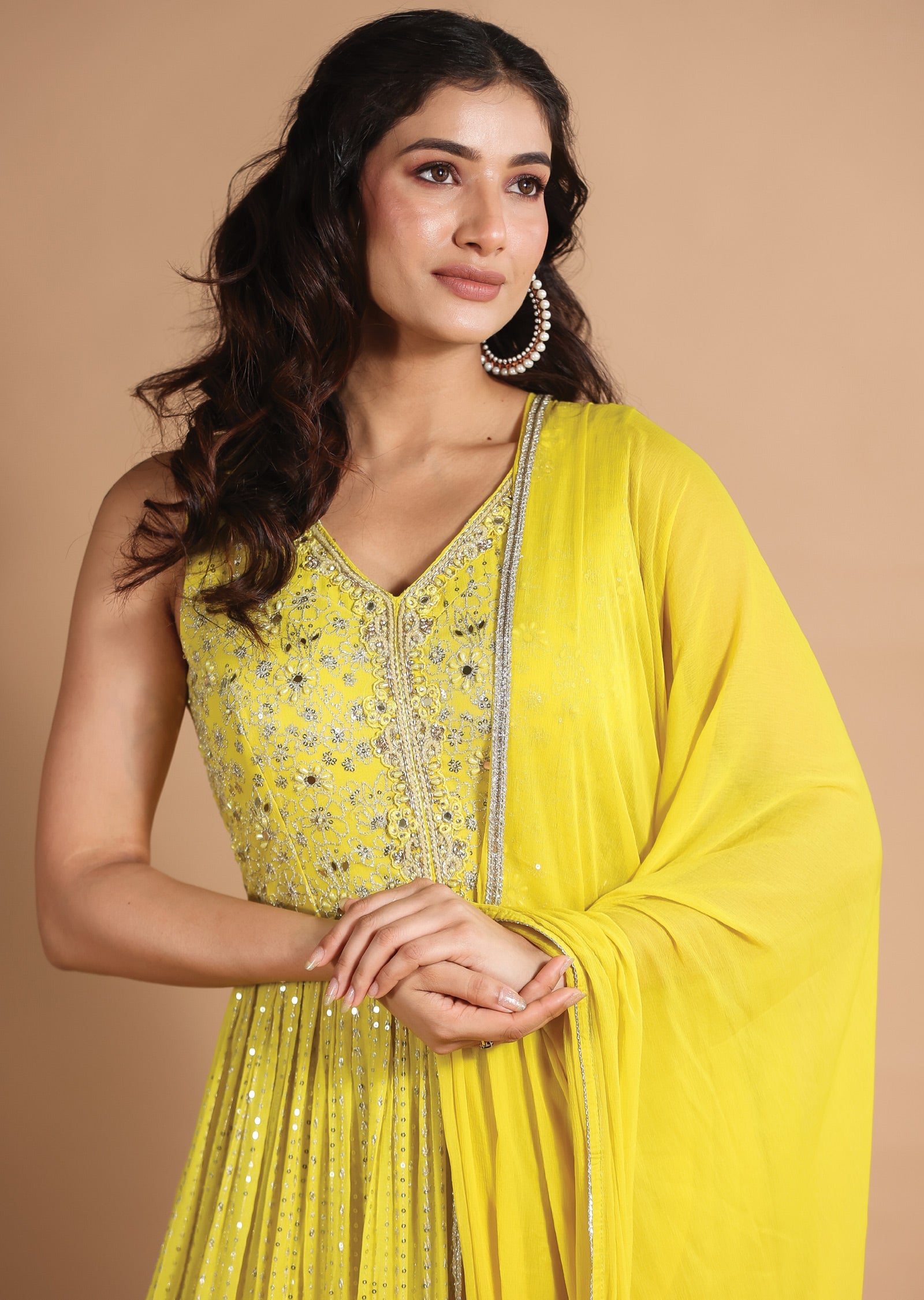 Yellow Georgette Anarkali