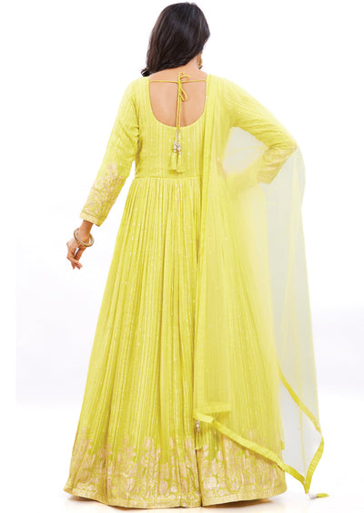 Yellow Alia Cut Anarkali Dress