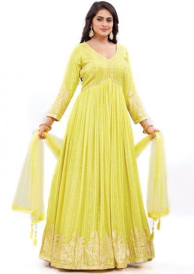 Yellow Alia Cut Anarkali Dress