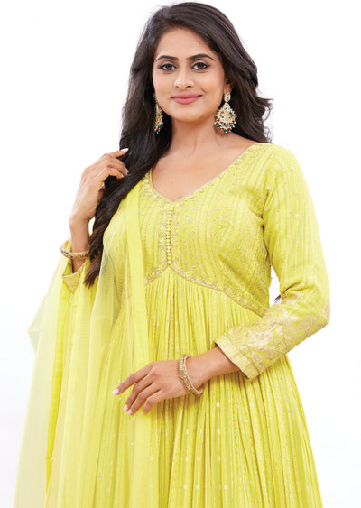 Yellow Alia Cut Anarkali Dress