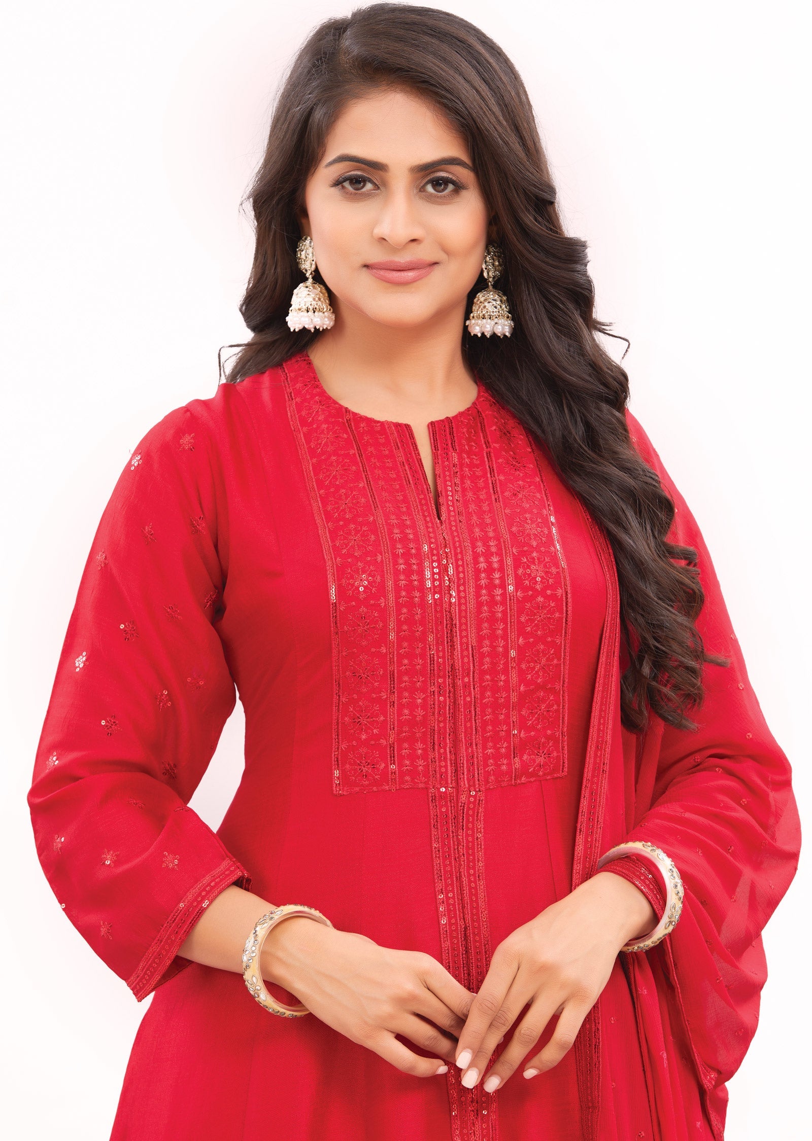 Red Silk Anarkali Suit