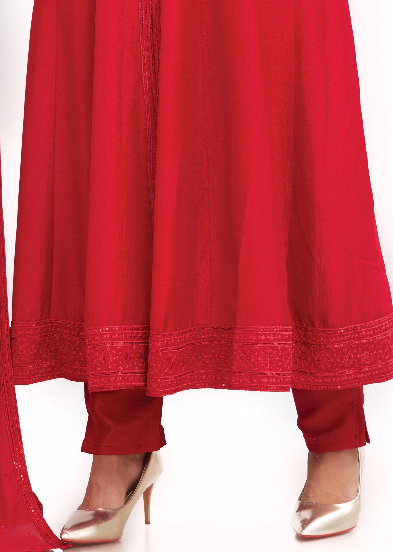 Red Silk Anarkali Suit