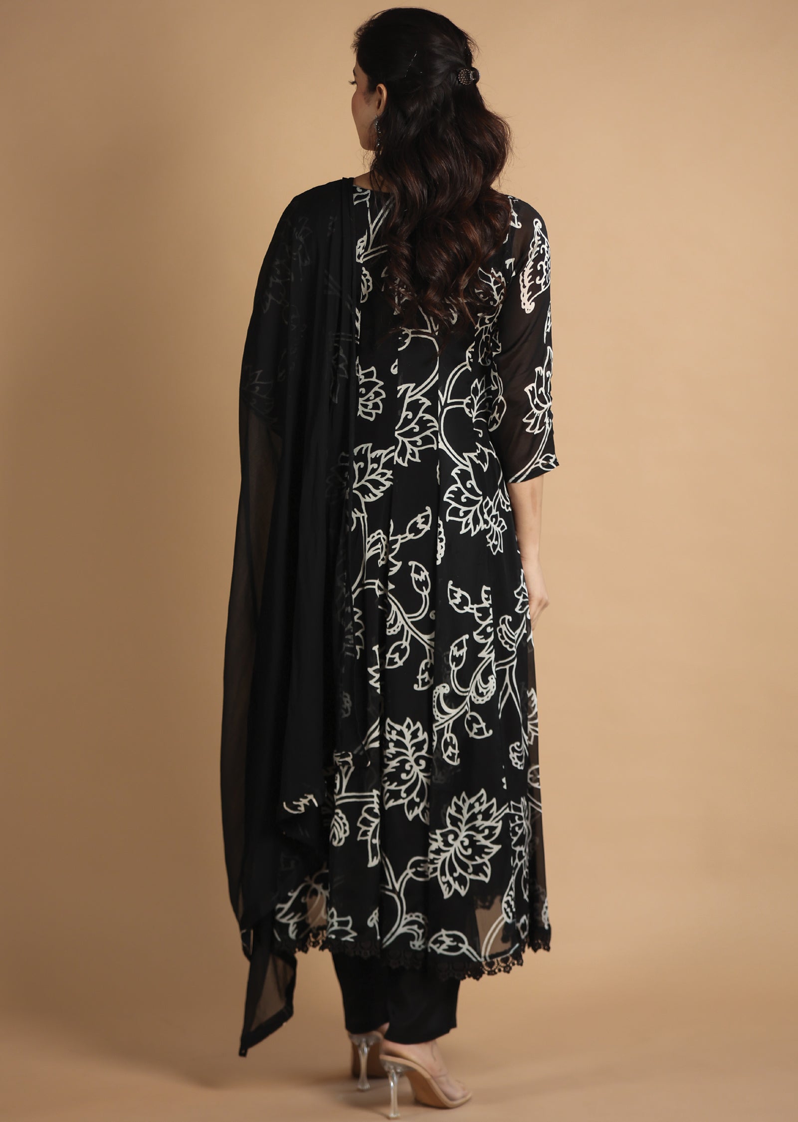 Black Chinnon Anarkali