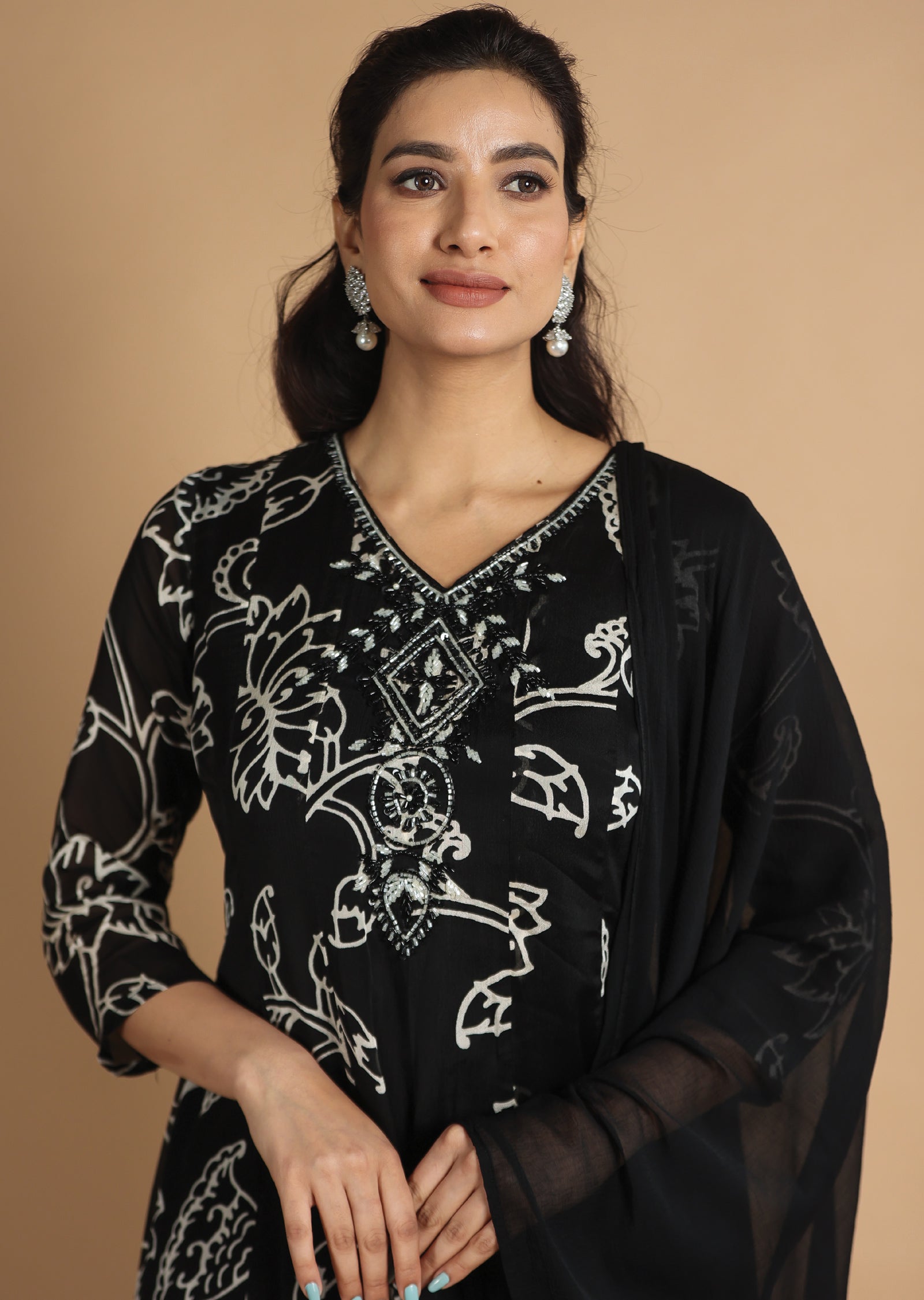 Black Chinnon Anarkali