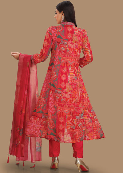 Rani Pink Chinnon Anarkali