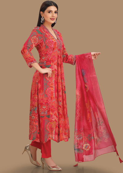 Rani Pink Chinnon Anarkali