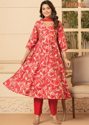 Dark Pink Muslin Anarkali Suit Set