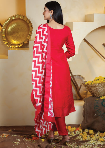 Red Muslin Anarkali