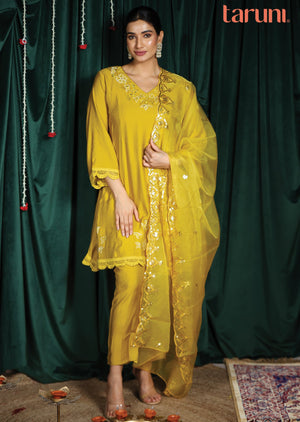 Mustard Silk Anarkali