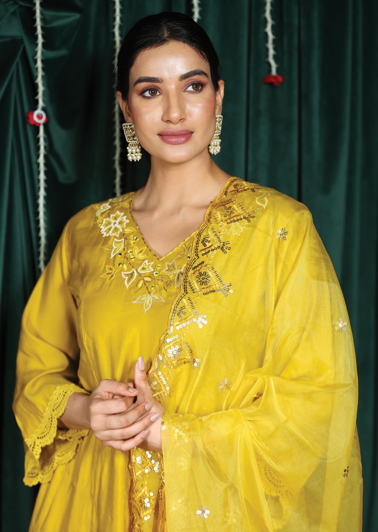 Mustard Silk Anarkali