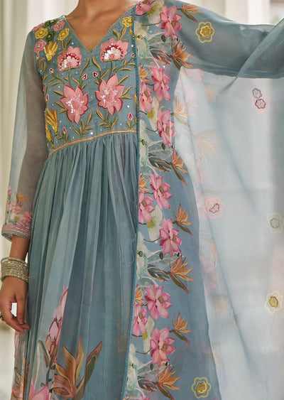 Grey Organza Anarkali