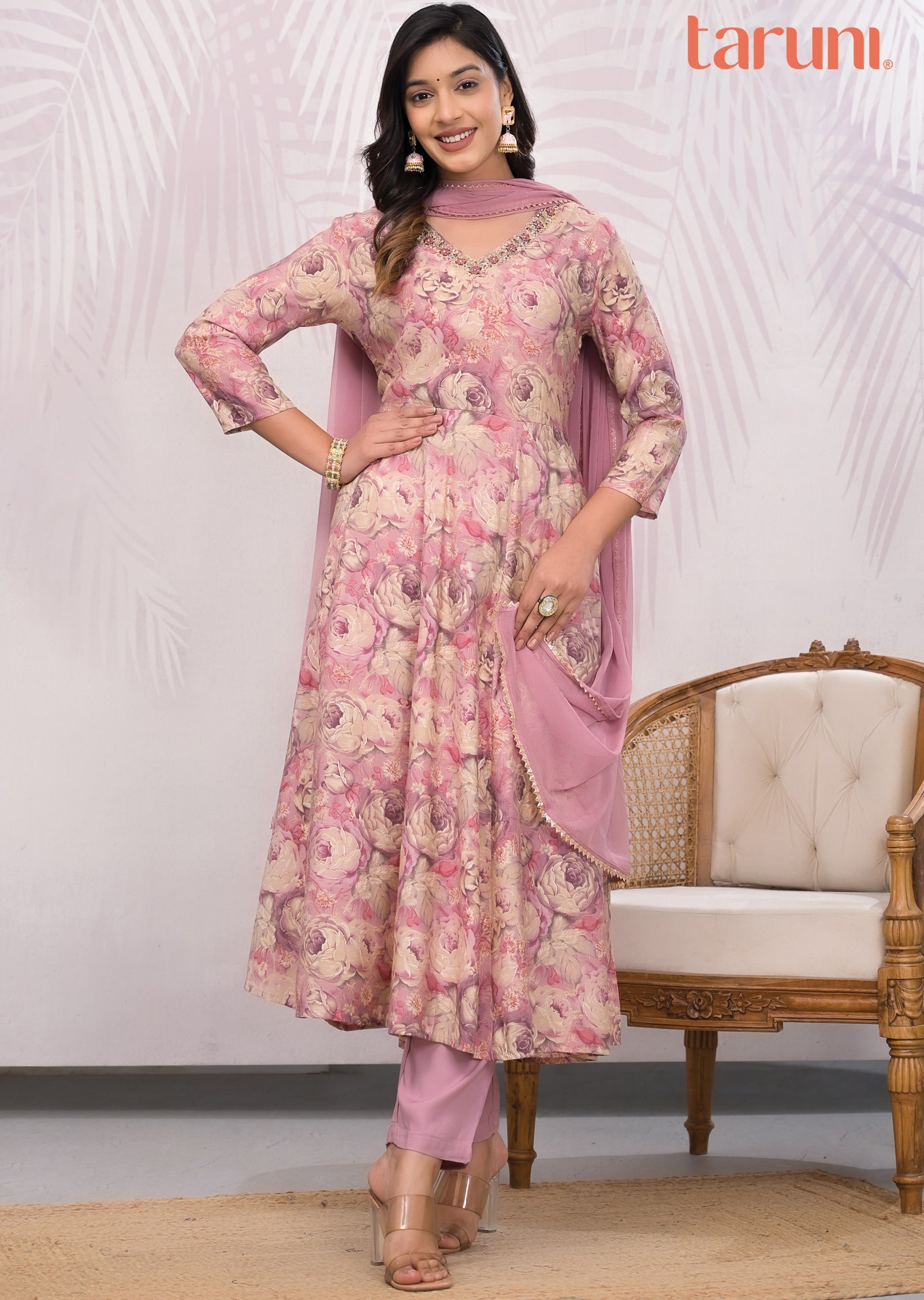 Onion Pink Muslin Anarkali