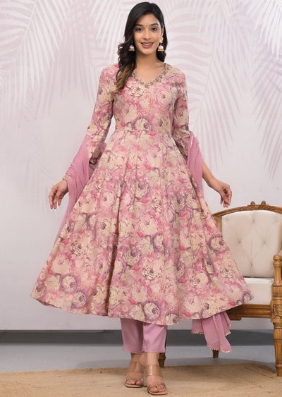 Onion Pink Muslin Anarkali