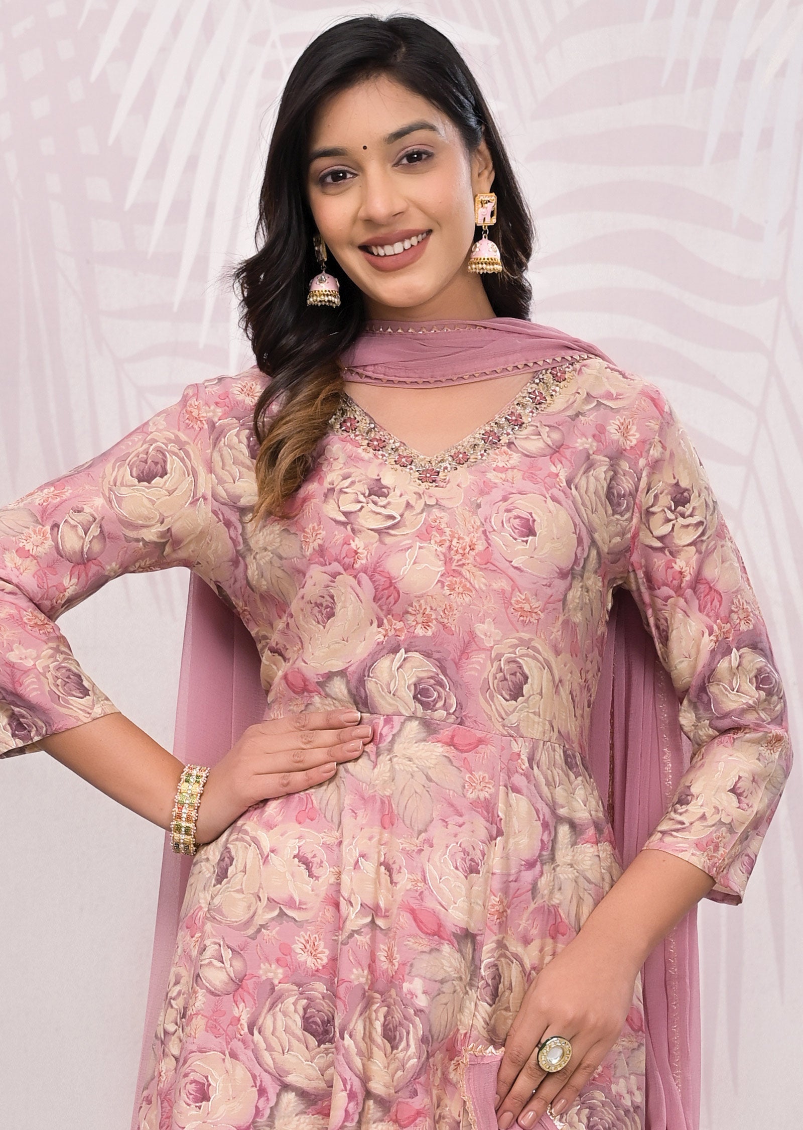 Onion Pink Muslin Anarkali