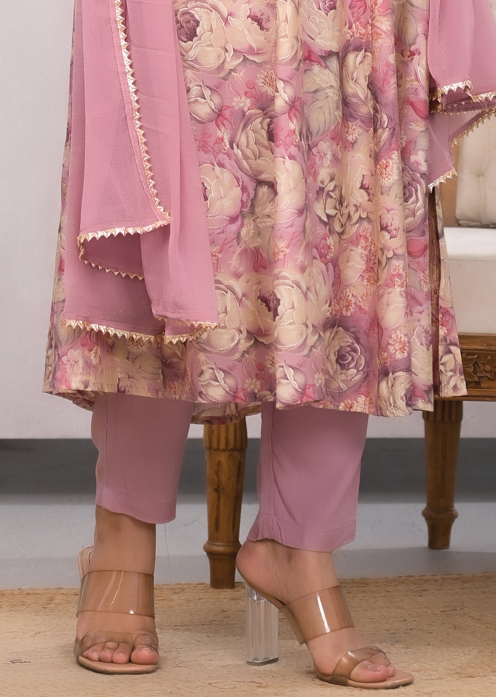 Onion Pink Muslin Anarkali