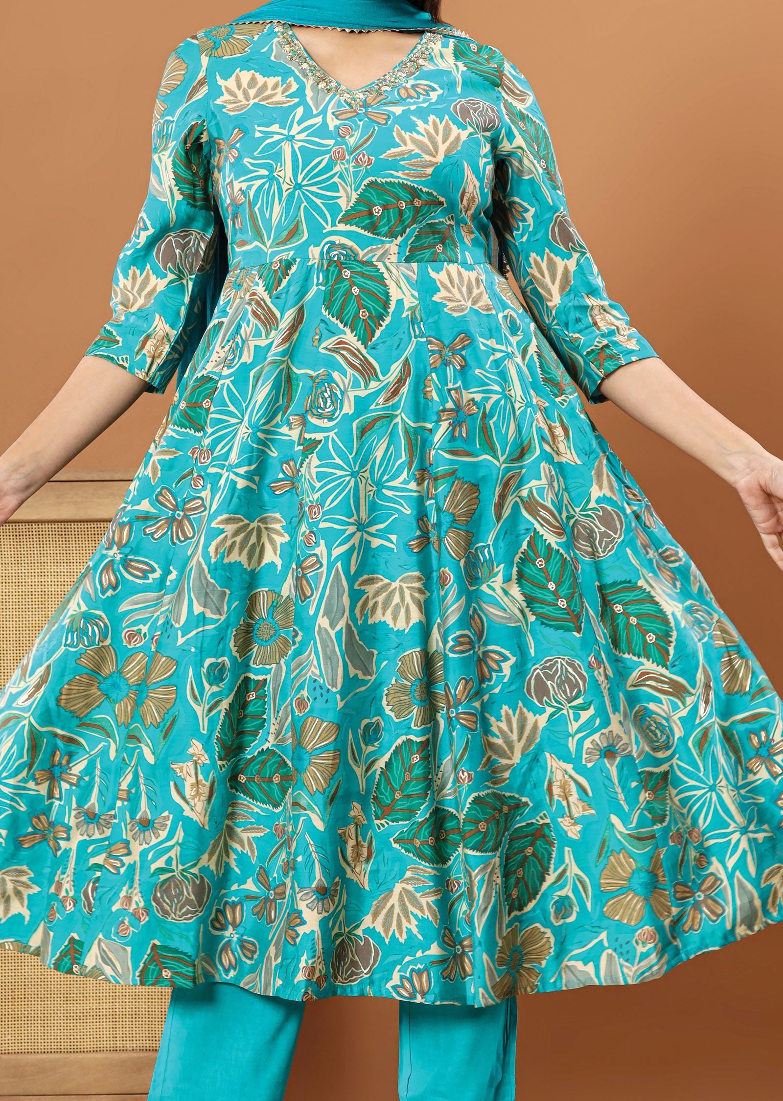 Sea Green Muslin Anarkali