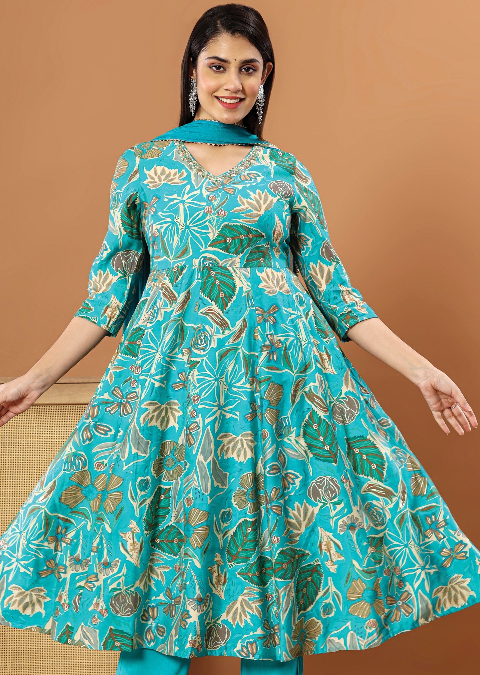 Sea Green Muslin Anarkali