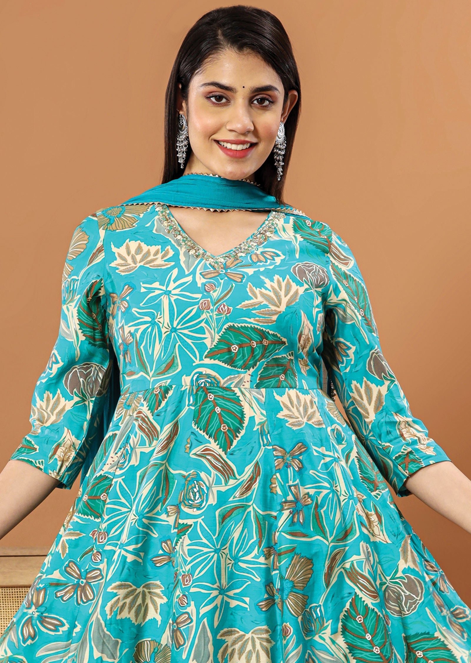 Sea Green Muslin Anarkali