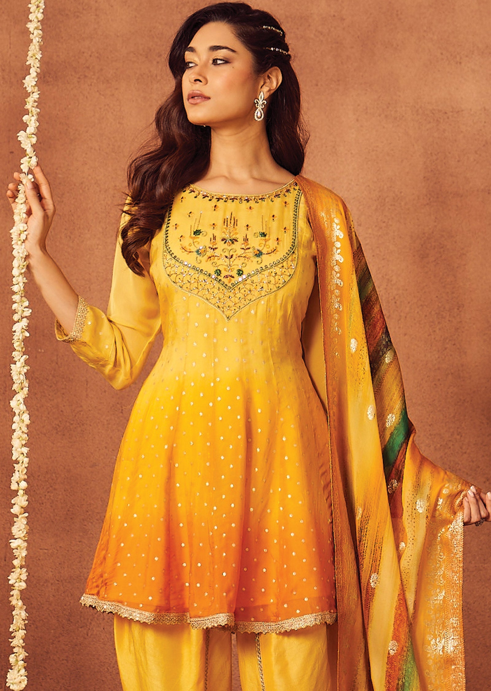 Yellow Organza Anarkali