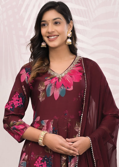 Maroon Muslin Anarkali