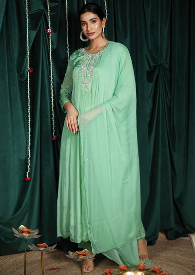 Pista Green Chinnon Anarkali