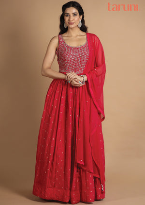 Rani Pink Banaras Silk Anarkali