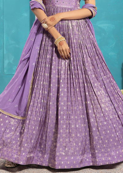 Lavender Tissue Banaras Silk Anarkali