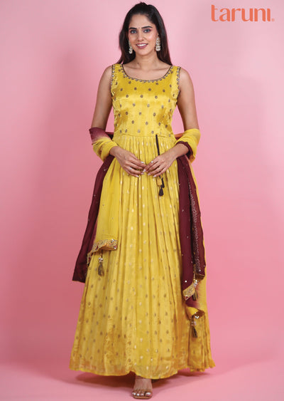 Yellow Banaras Chinnon Anarkali