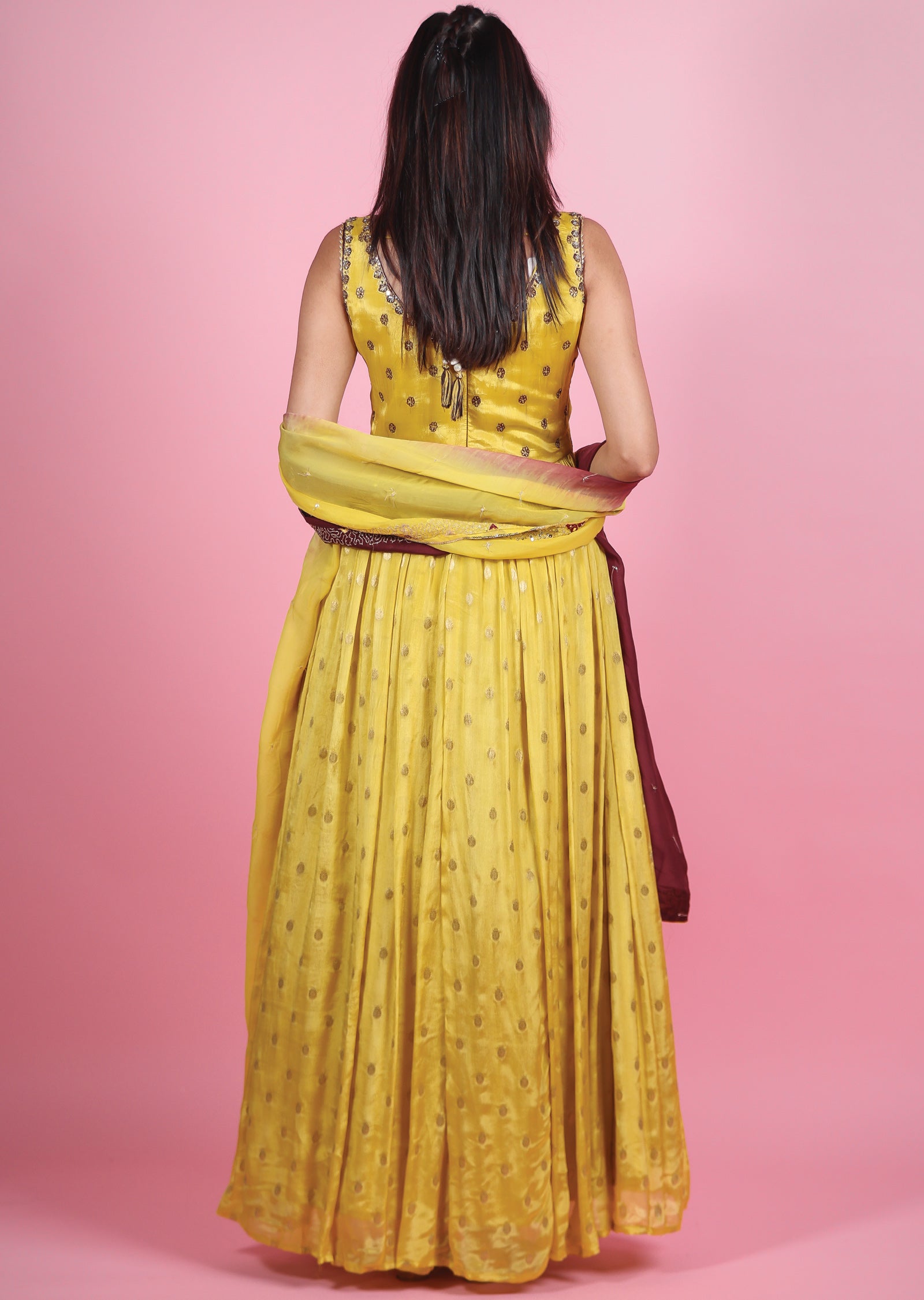 Yellow Banaras Chinnon Anarkali