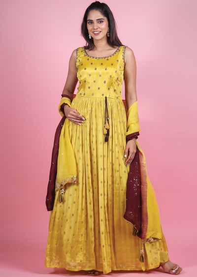 Yellow Banaras Chinnon Anarkali