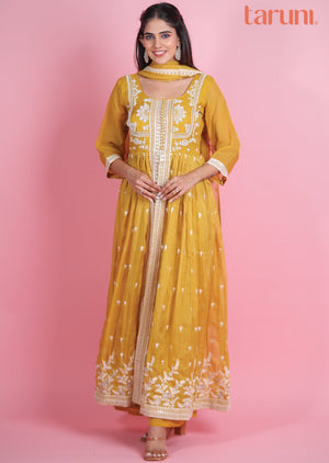 Mustard Organza Anarkali