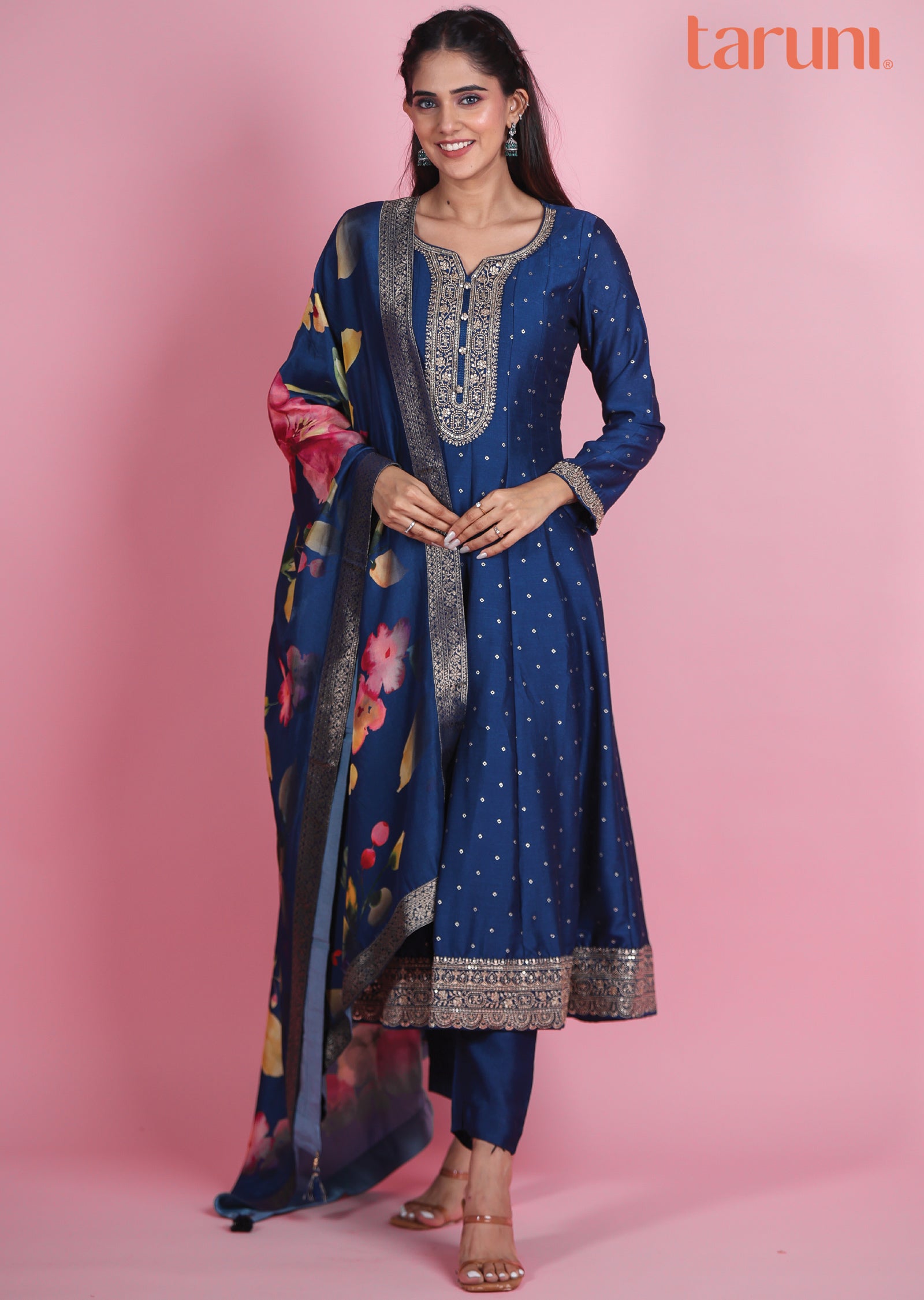 Blue Silk Anarkali