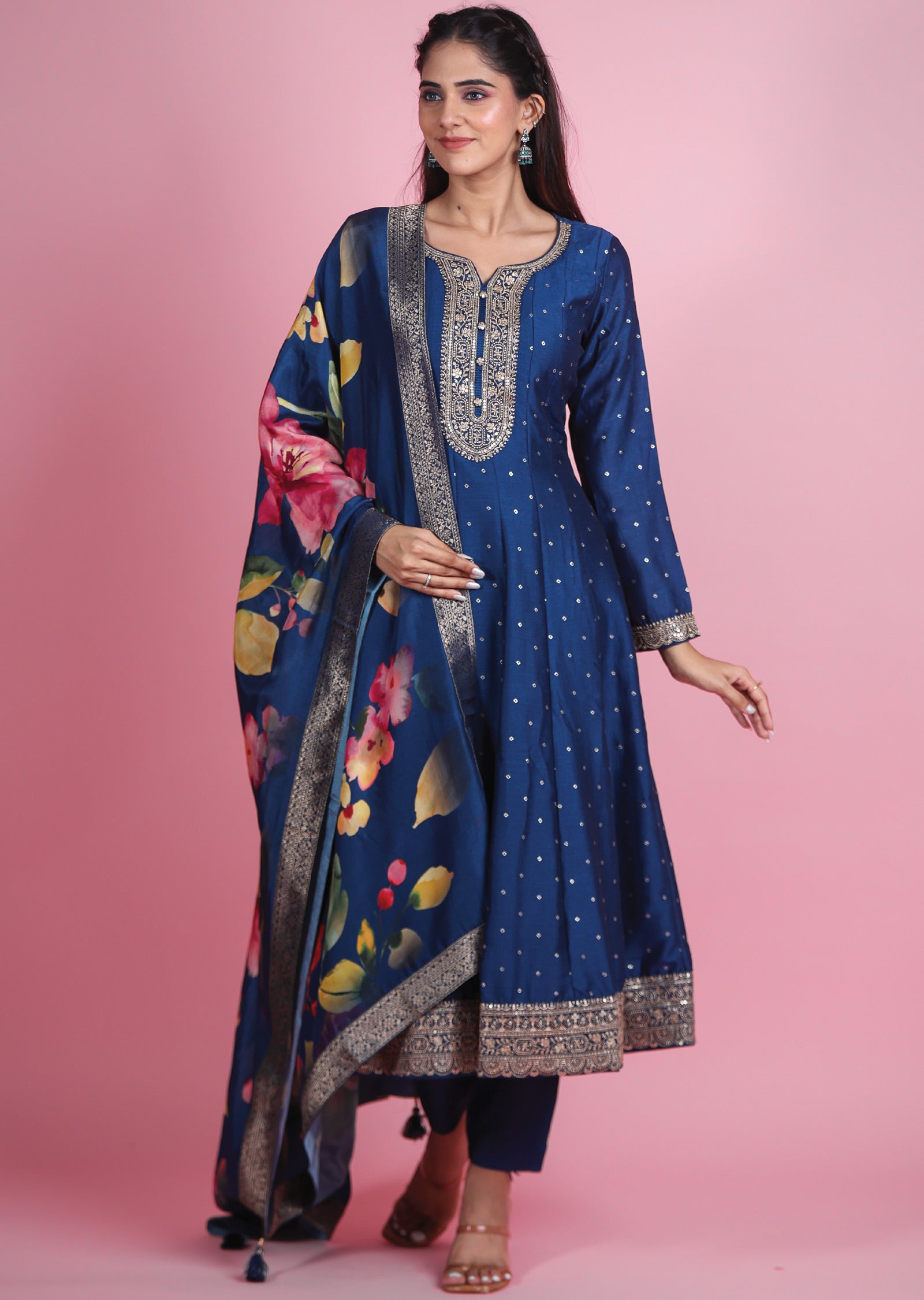 Blue Silk Anarkali