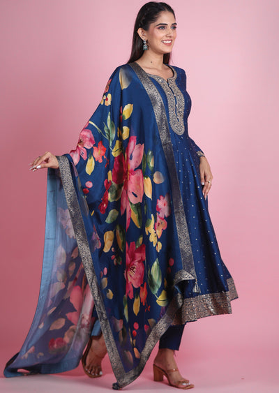 Blue Silk Anarkali