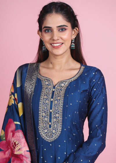 Blue Silk Anarkali