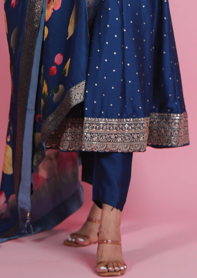 Blue Silk Anarkali