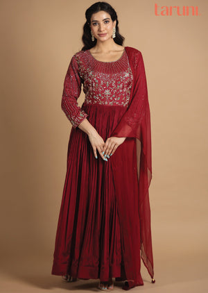 Maroon Chinnon Anarkali