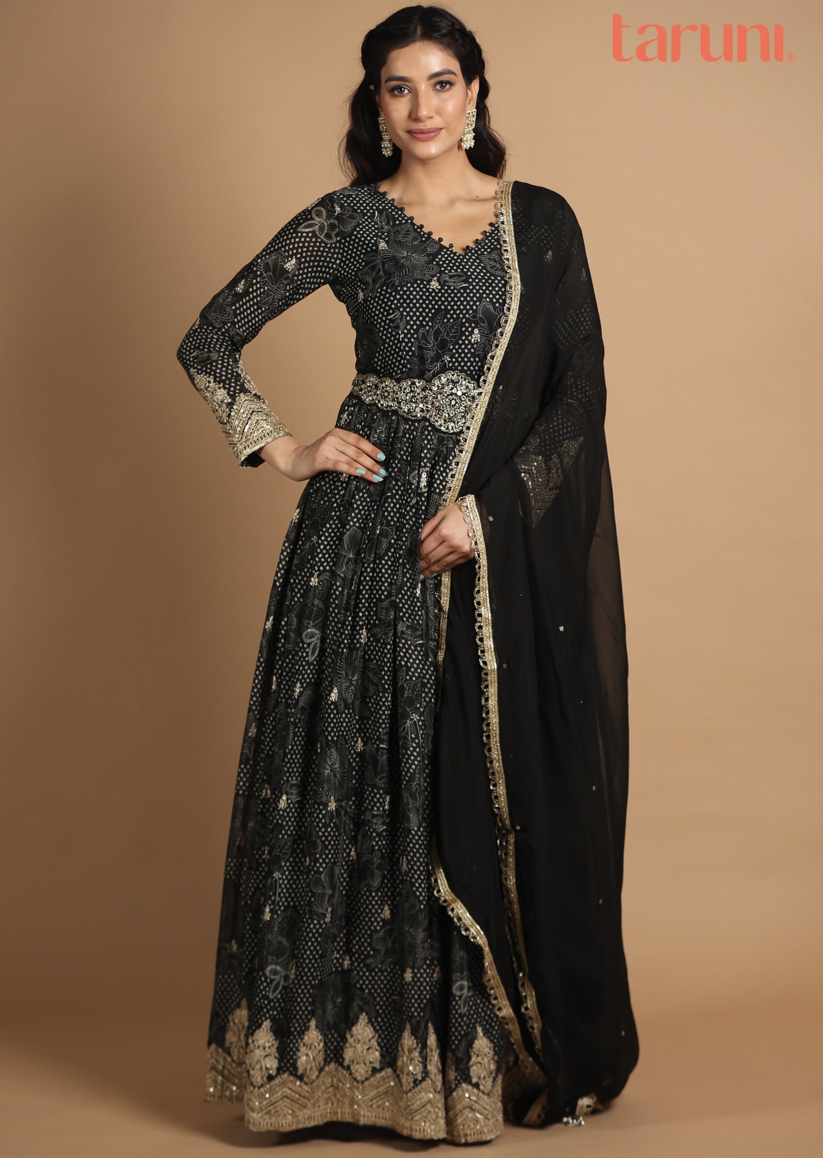 Black Organza Anarkali