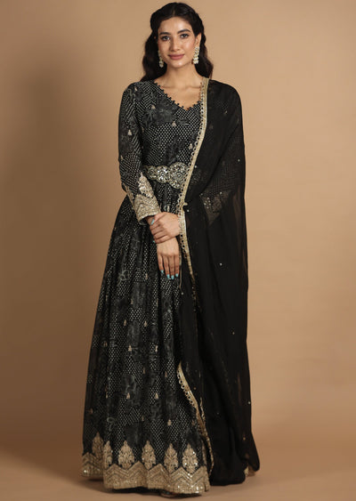 Black Organza Anarkali