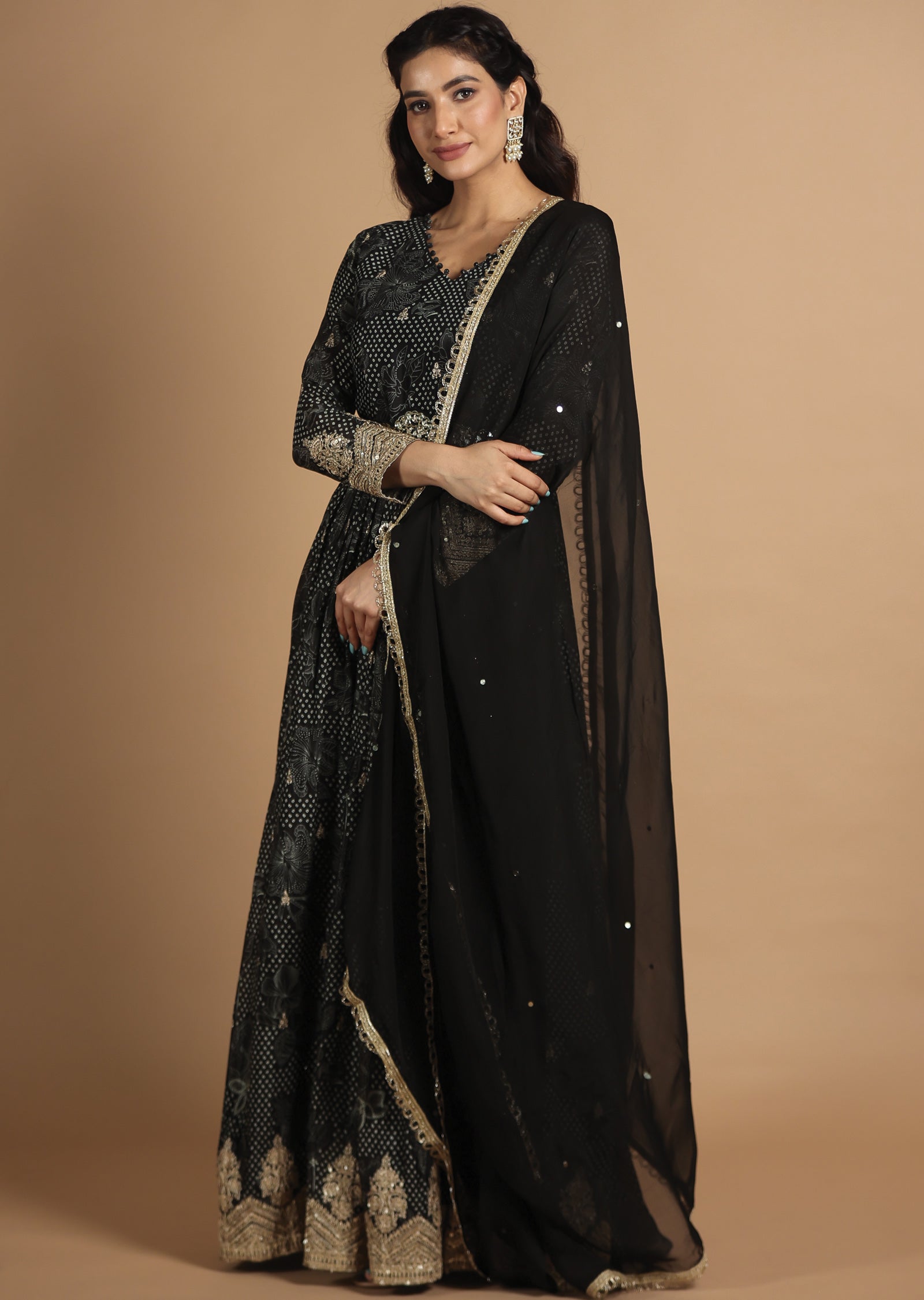 Black Organza Anarkali