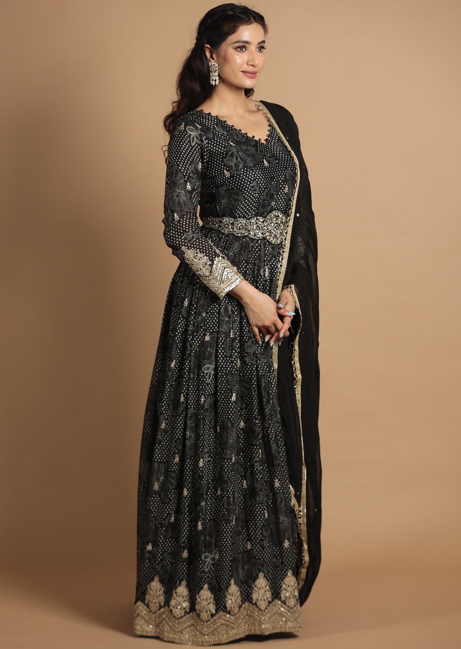 Black Organza Anarkali